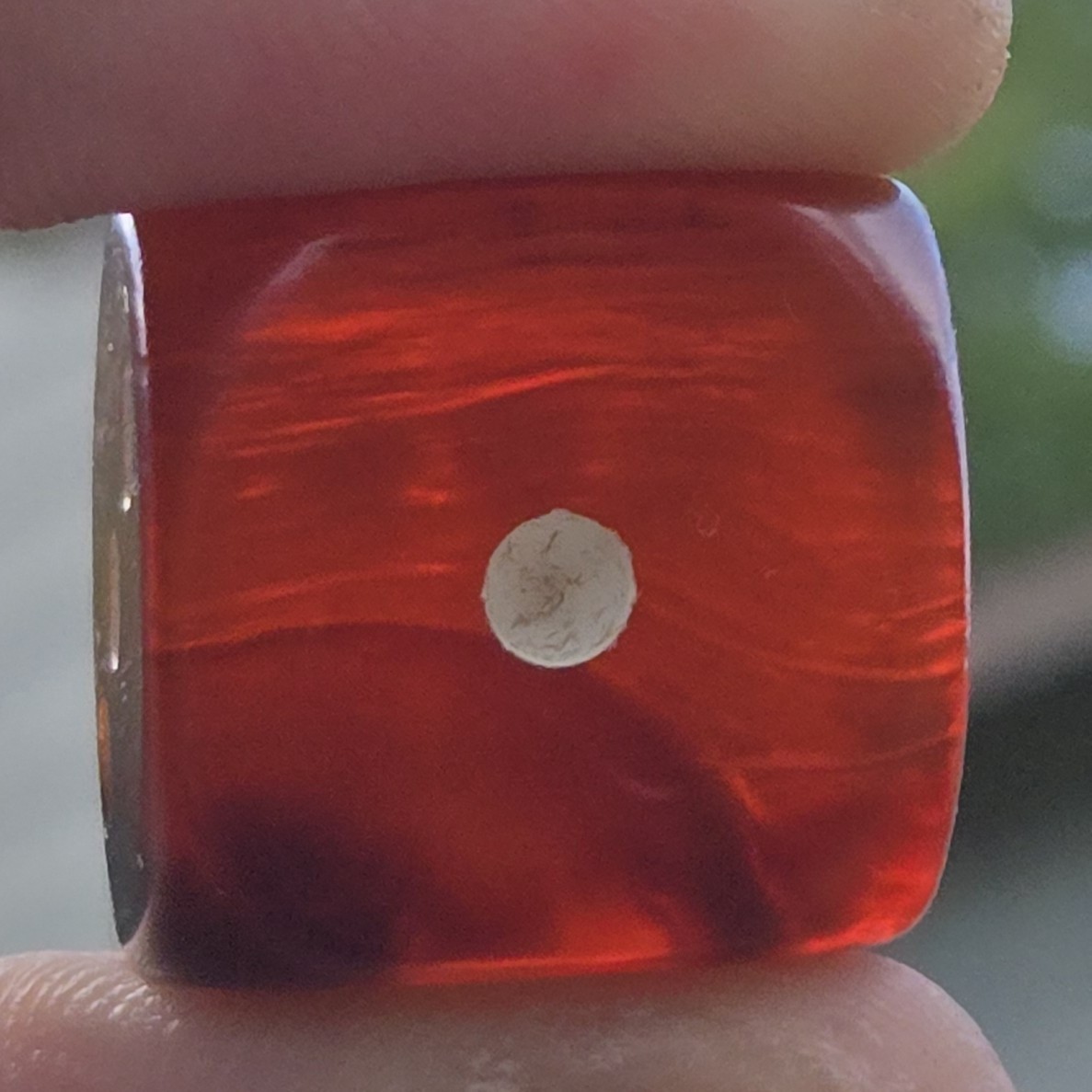 Vintage Fire Amber Orange Red Crisloid Bakelite Dice ONE (1) Transparent 13/16