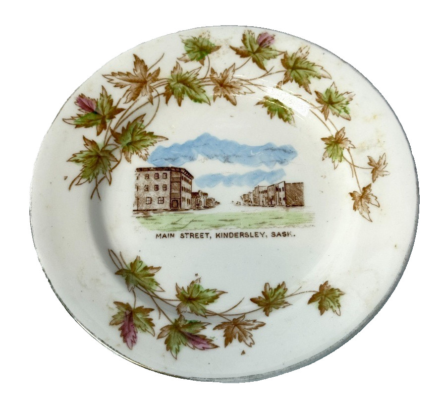 MAIN STREET, KINDERSLEY, Saskatchewan CANADA Souvenir China TRINKET DISH PLATE