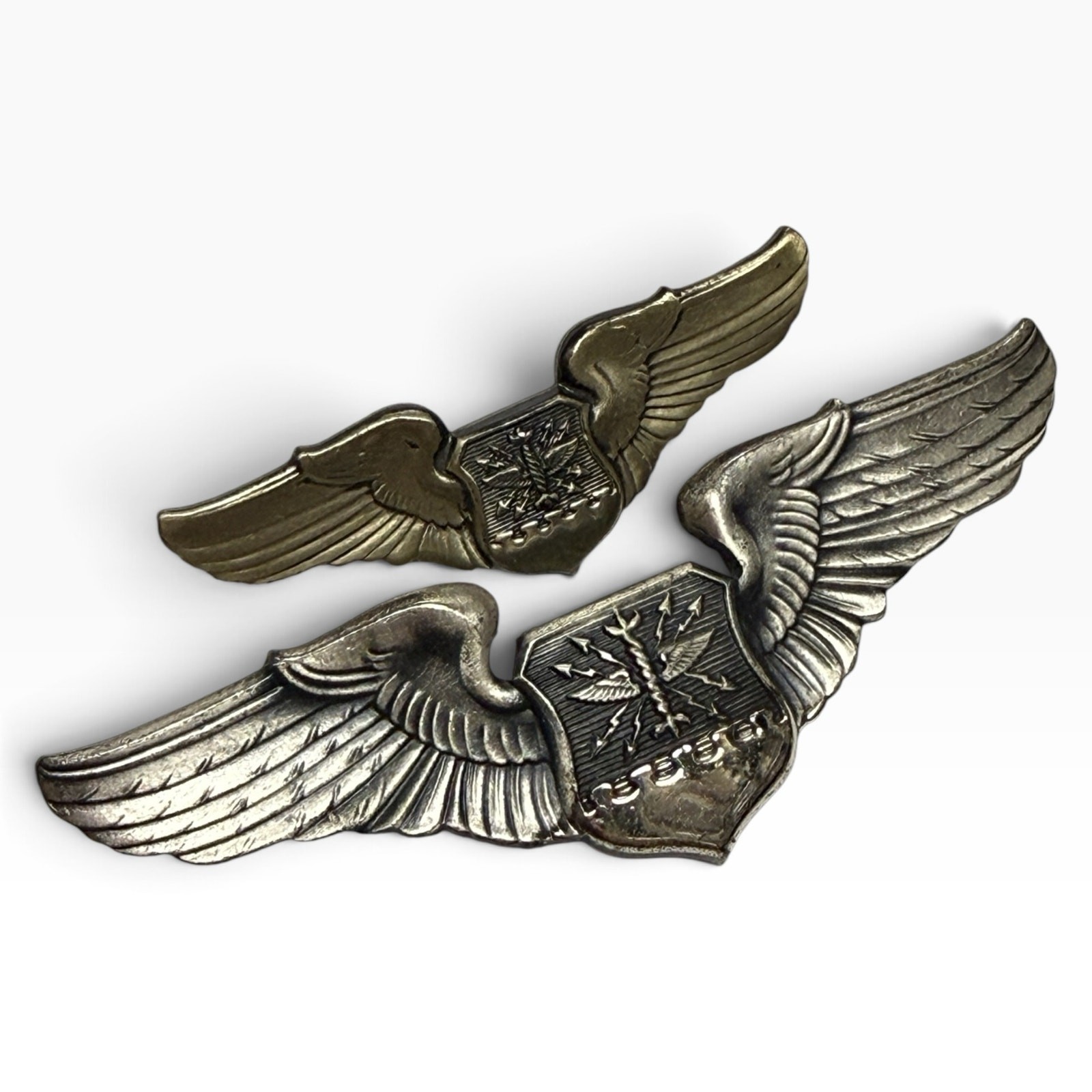 Set 2 1970s Era USAF Navigator CSO Badge Wings Sterling Silver 2\