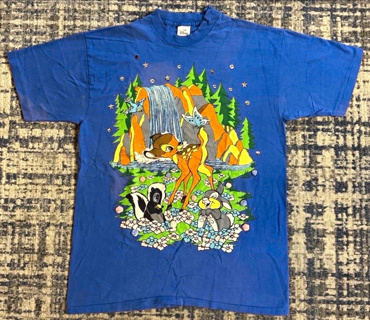 Vintage 90s Disney’s Bambi Movie Promo T Shirt XL Made In USA Cartoon Bejeweled