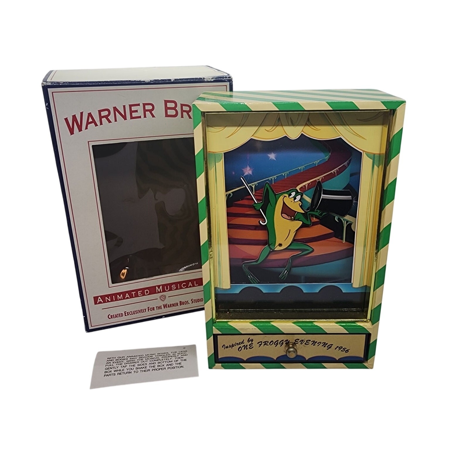 Rare Vintage Warner Bros 1993 Hello My Baby Dancing Frog Music Box Orig Box NOS Rare Vintage Warner Bros 1993 Hello My Baby Dancing Frog Music Box Orig Box NOS