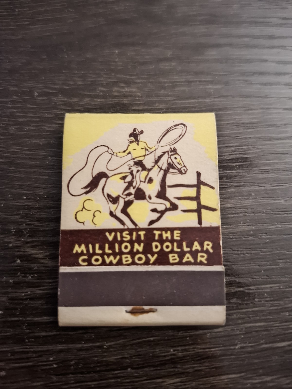 Million Dollar Cowboy Bar Chuck Wagon Cafe circa 1950s Matchbook