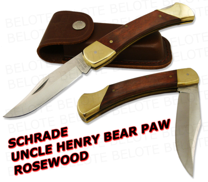 Schrade Uncle Henry ROSEWOOD Bear Paw w/ Sheath LB7 NEW
