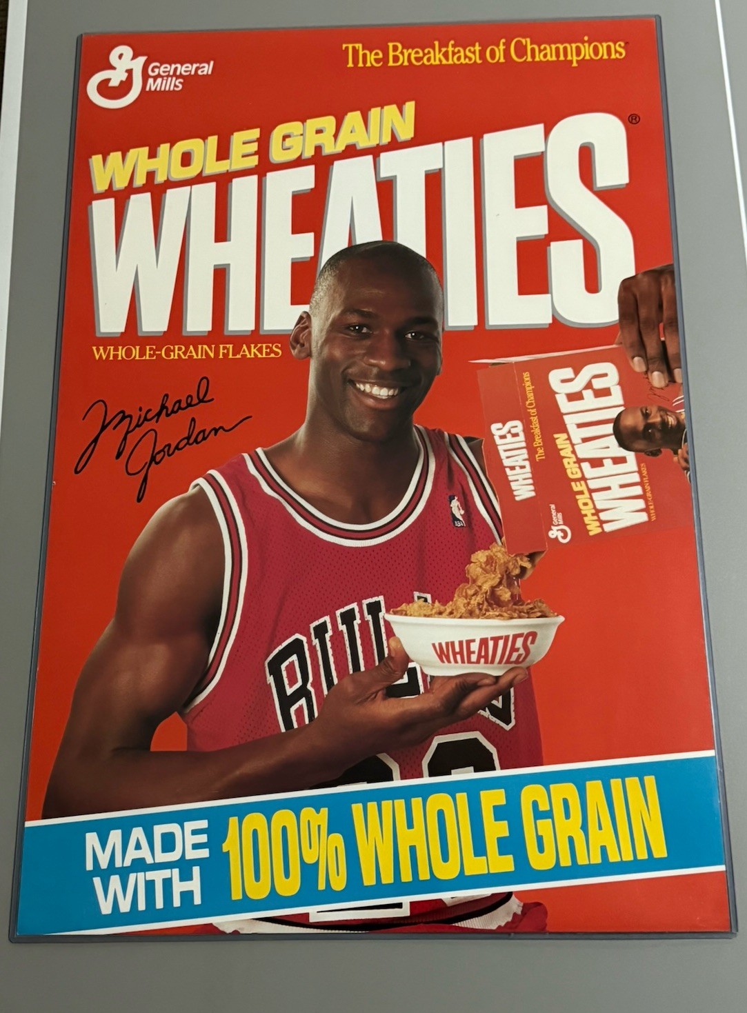 Vintage Michael Jordan Wheaties Poster Chicago Bulls General Mills - Pristine