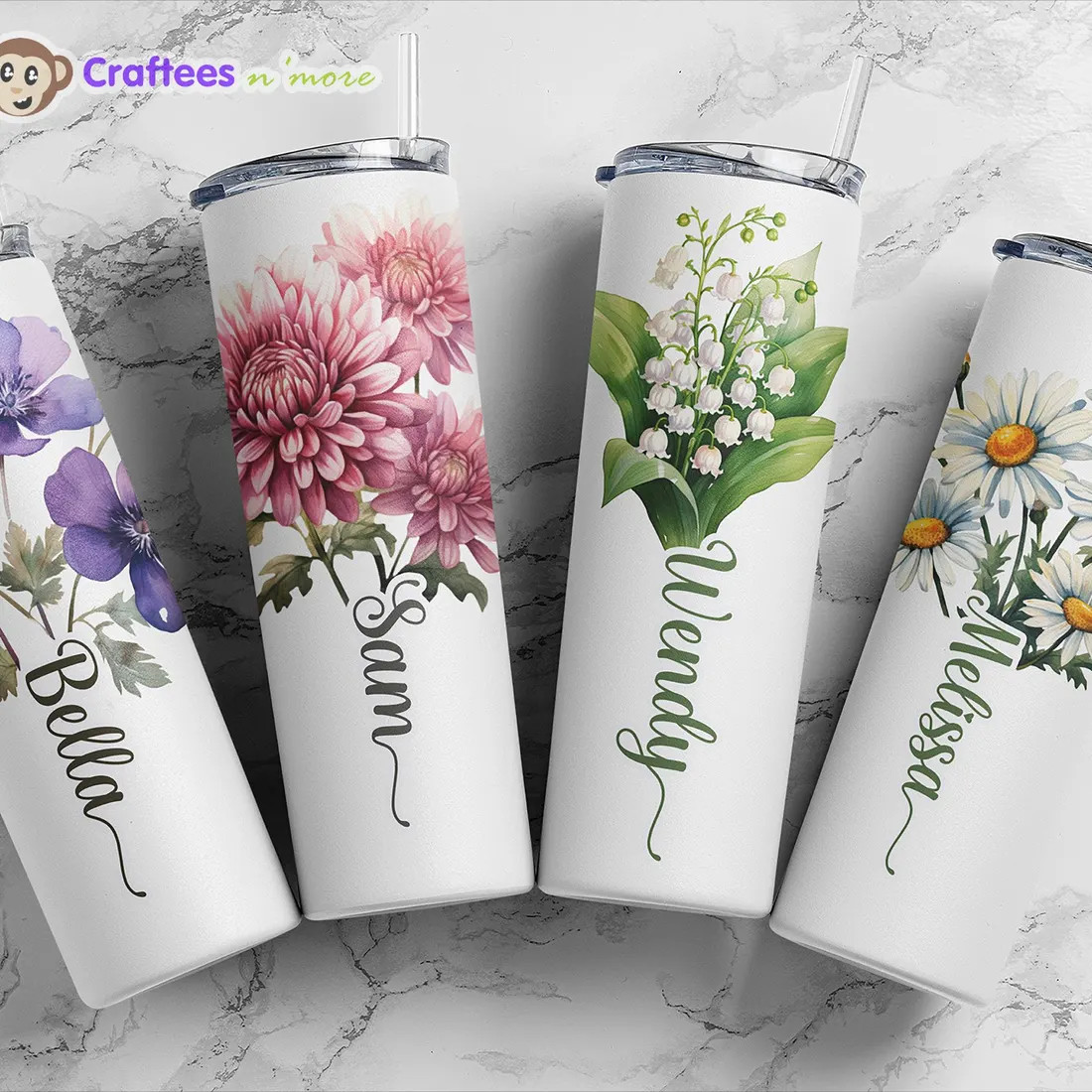 Personalized Birth Flower Tumbler, Custom Name Cup Personalized Birth Flower Tumbler, Custom Name Cup
