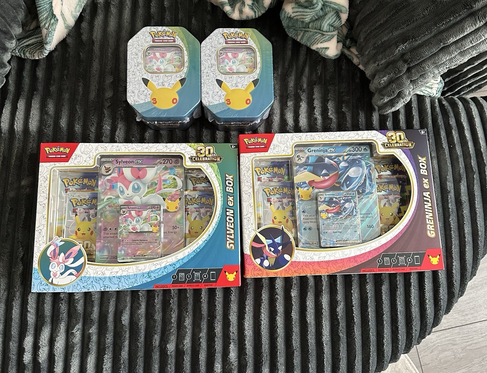 Pokémon 30th  Sylveon/ Greninja Ex Boxes & Sylveon Greninja tins bundle