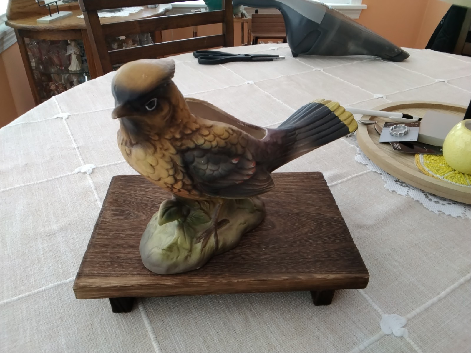 Vintage Lefton Waxwing Planter 3625 / Lefton Waxwing Songbird Planter