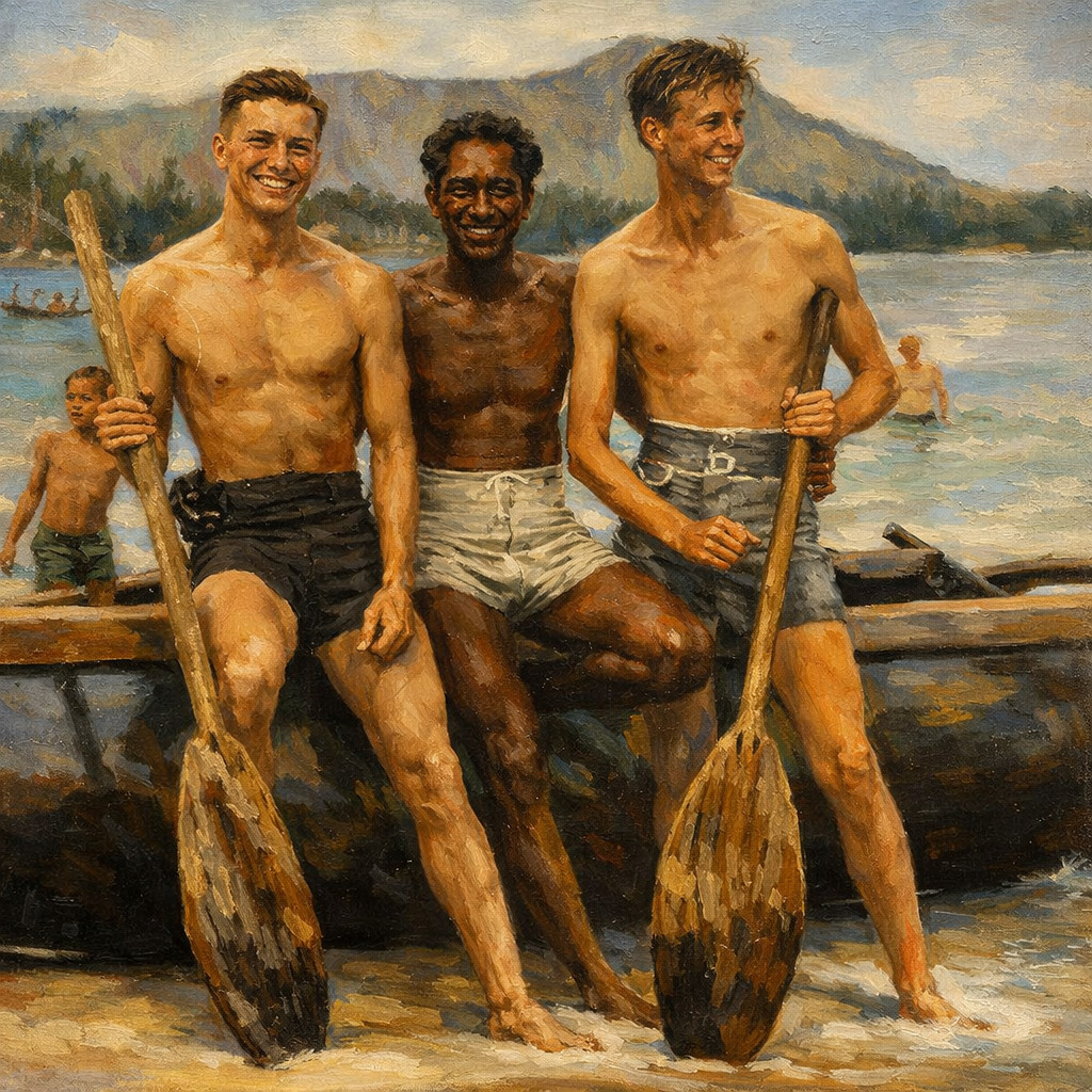 Surfer Swimmer Duke Kahanamoku Painting Art Retro Picture Photo 8x10