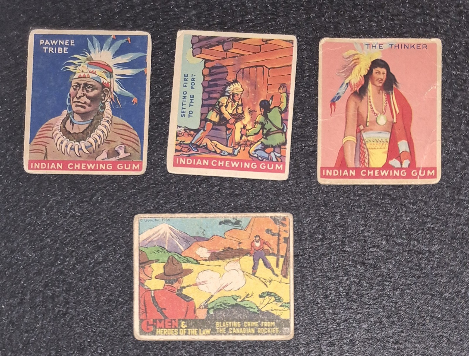 1933 Goudey Indian Gum 4 Vintage Tobacco Card Lot & 1936 G Men Heroes Of The Law 1933 Goudey Indian Gum 4 Vintage Tobacco Card Lot & 1936 G Men Heroes Of The Law