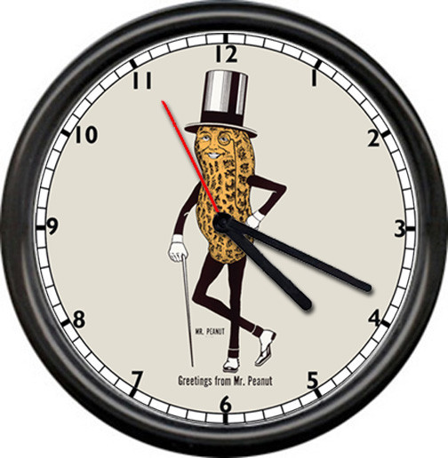 Mr Peanut Planter\'s Nuts Retro Top Hat Sign Wall Clock