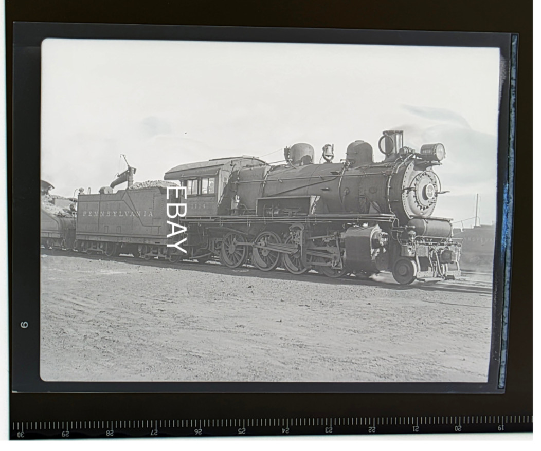 PRR Pennsylvania Railroad 1114 F6 2-6-0 Trenton NJ 1945 3x4 Photo Negative