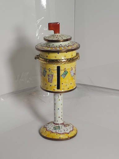 Vintage Empress Arts 2000 Enamel Mailbox Postage Roll Stamp Dispenser Box 6