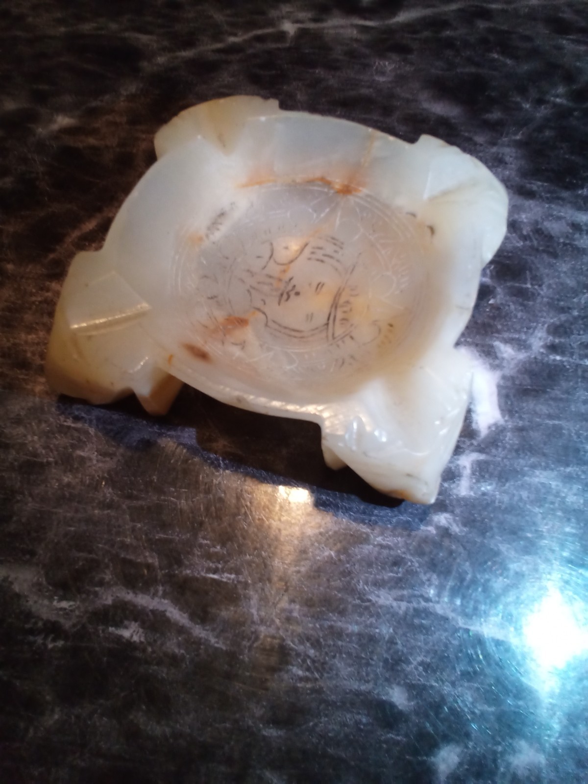 Vintage Ashtray Hand Carved Alabaster 
