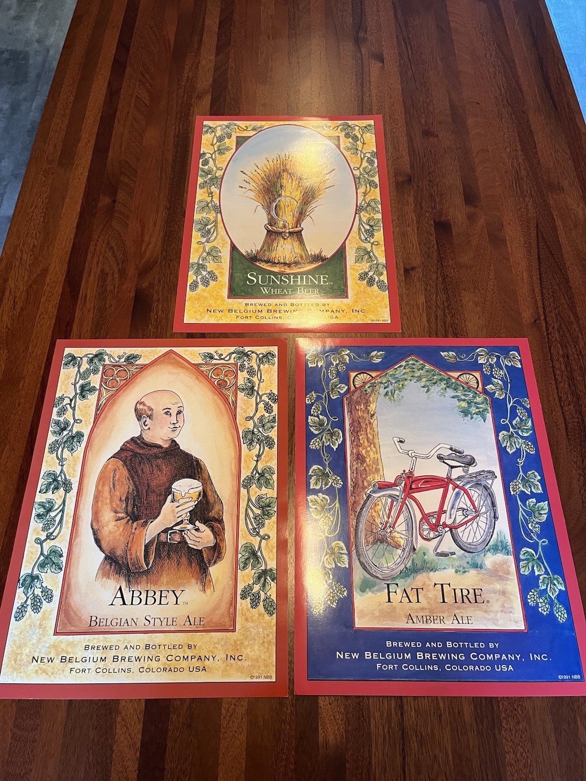 New Belgium Brewery Fat Tire Artist Series 1991 Poster Artwork Print Ad New Belgium Brewery Fat Tire Artist Series 1991 Poster Artwork Print Ad