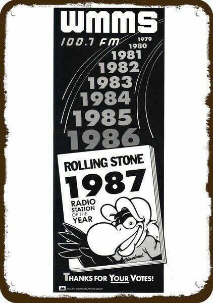 1987 WMMS 100.7 FM Cleveland Radio Station VinLook DECORATIVE REPLICA METAL SIGN 1987 WMMS 100.7 FM Cleveland Radio Station VinLook DECORATIVE REPLICA METAL SIGN