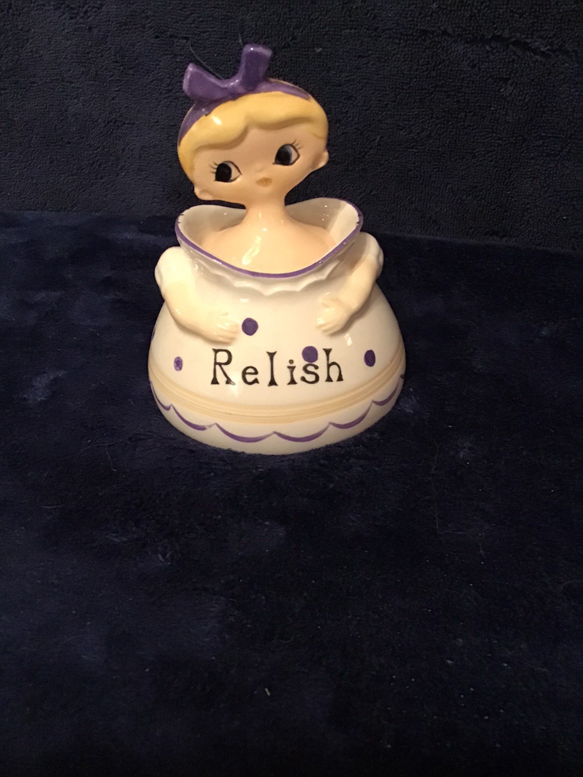 Dolly Girl MG Japan Ceramic Relish Dish Server Jar
