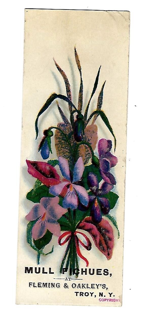 c1890 Trade Card Mull Pinhues At Fleming & Oakley\'s, Troy N.Y.