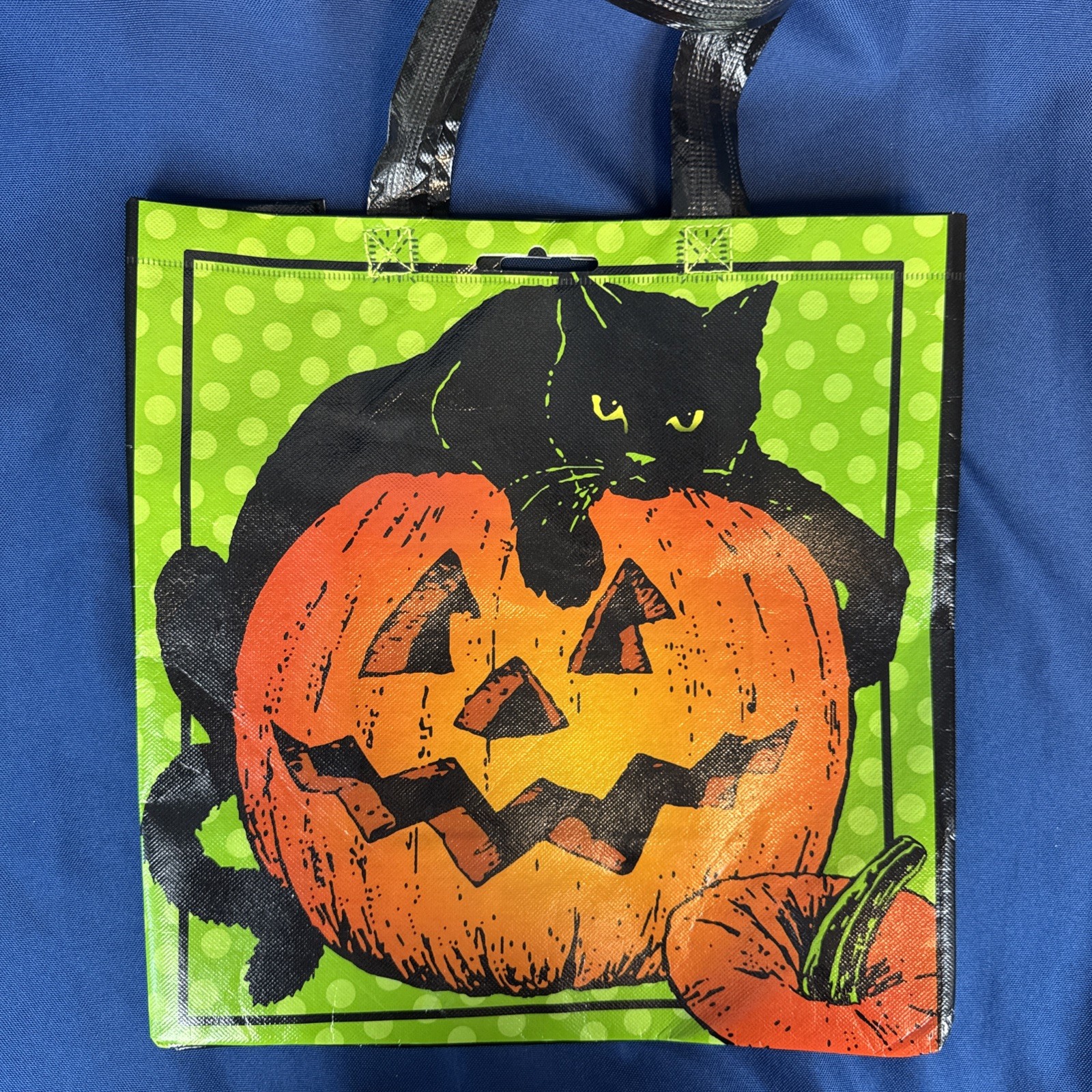 VTG Patty Reed Insta Totes Halloween 2007 Happy Sack BLACK CAT & PUMPKIN Bag
