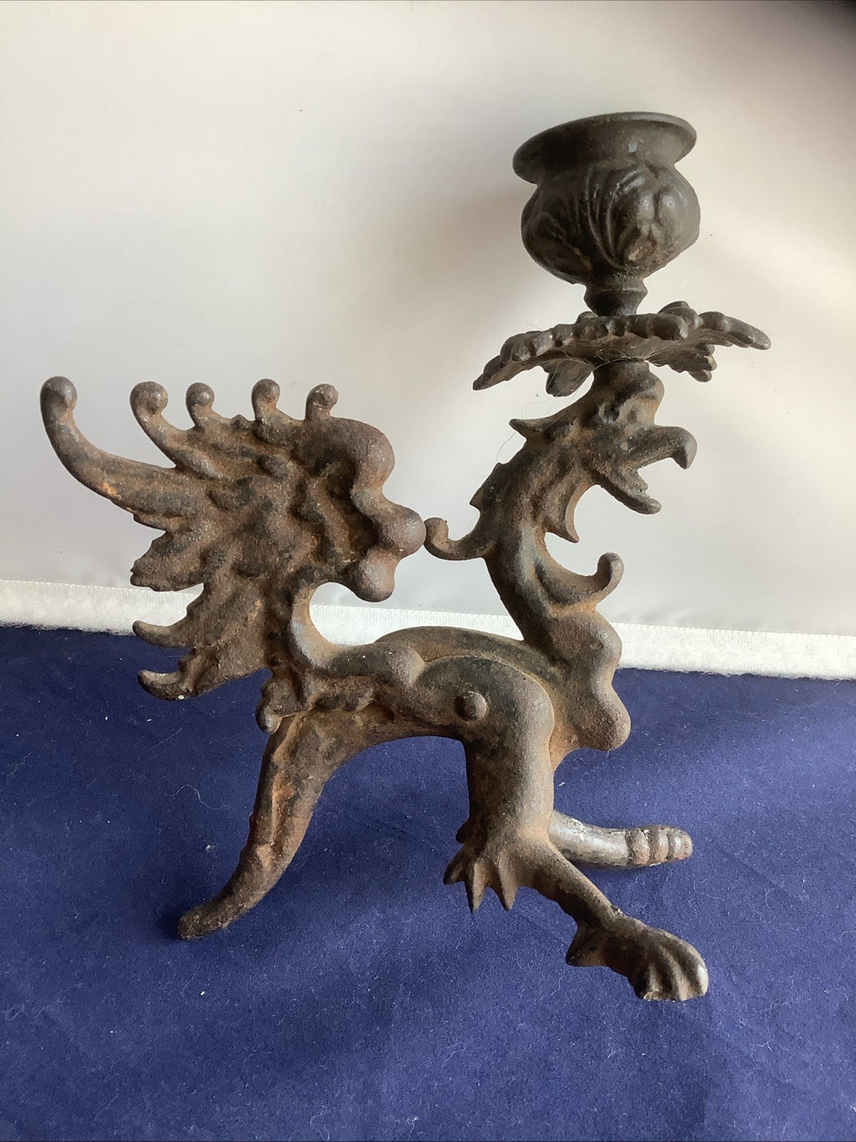 Antique Dragon Gargoyle Gothic Griffon Gryphon Cast Iron Candle Holder A3 Antique Dragon Gargoyle Gothic Griffon Gryphon Cast Iron Candle Holder A3
