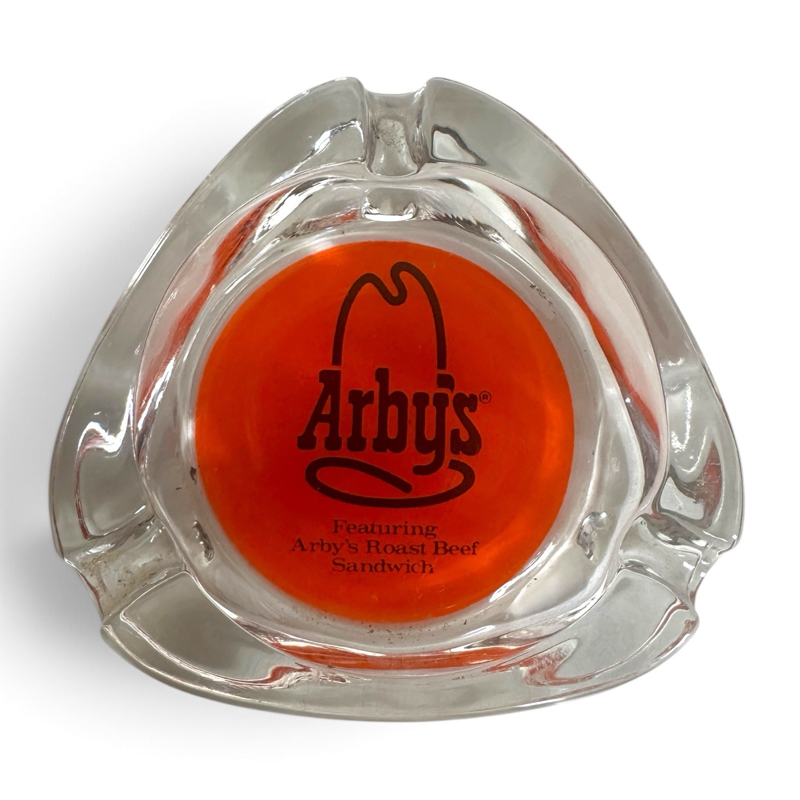 Vintage Arby’s Roast Beef Sandwich Glass Ashtray Retro Advertising 1970s-1980s