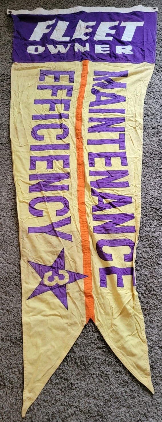 Vintage Fleet Owner Maintenance Efficiency Used Car Flag Sign Pennant Man Cave 