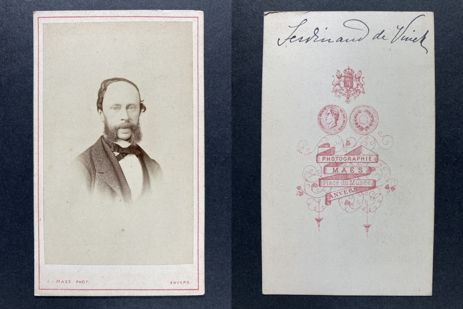Dupont, Antwerp, Ferdinand de Vinck Vintage cdv albums print.Jules Ferdinand L
