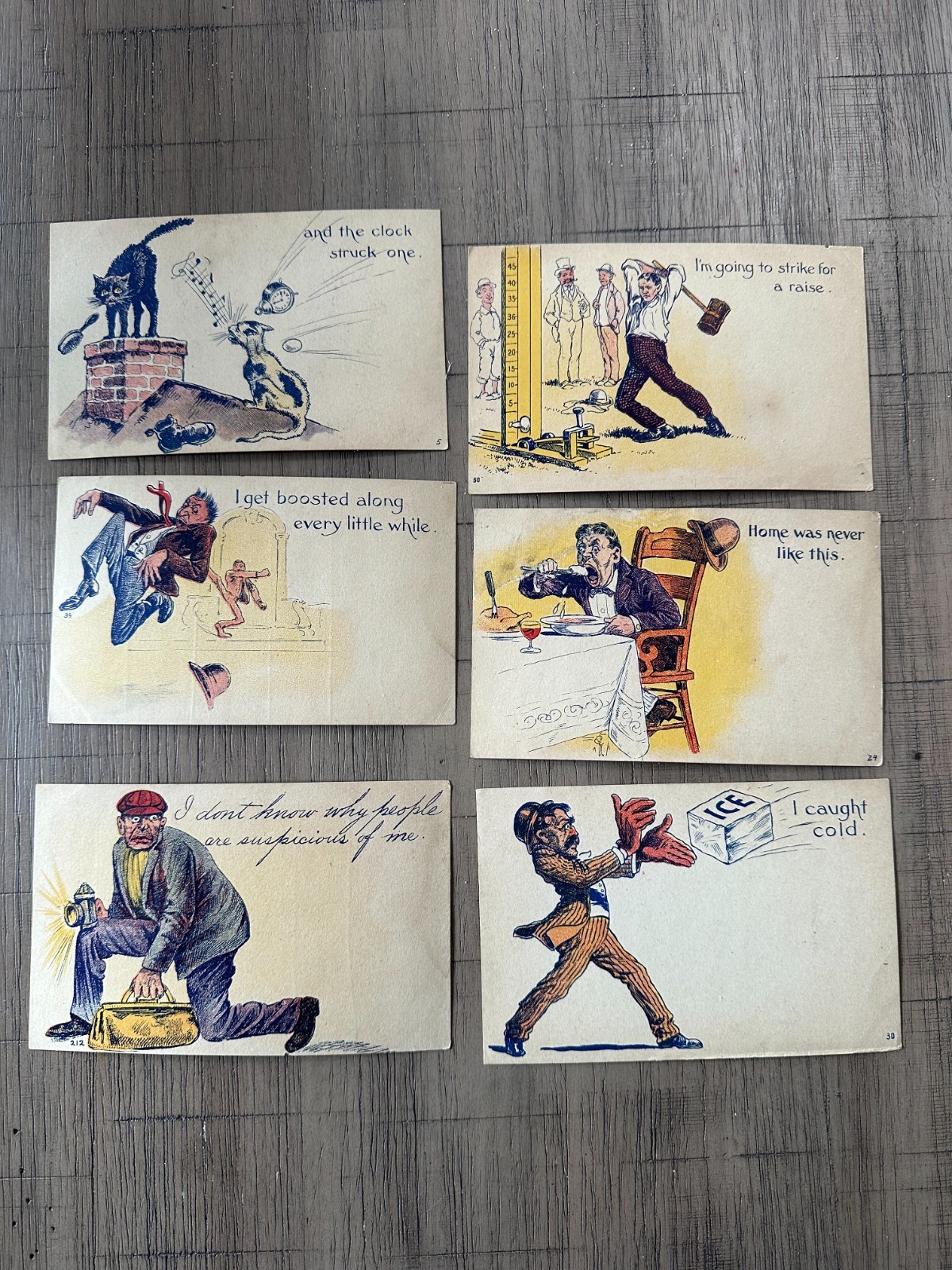 Lot of 6 Antique 1907-1915 Comic Humor Postcards Unused Divided Back