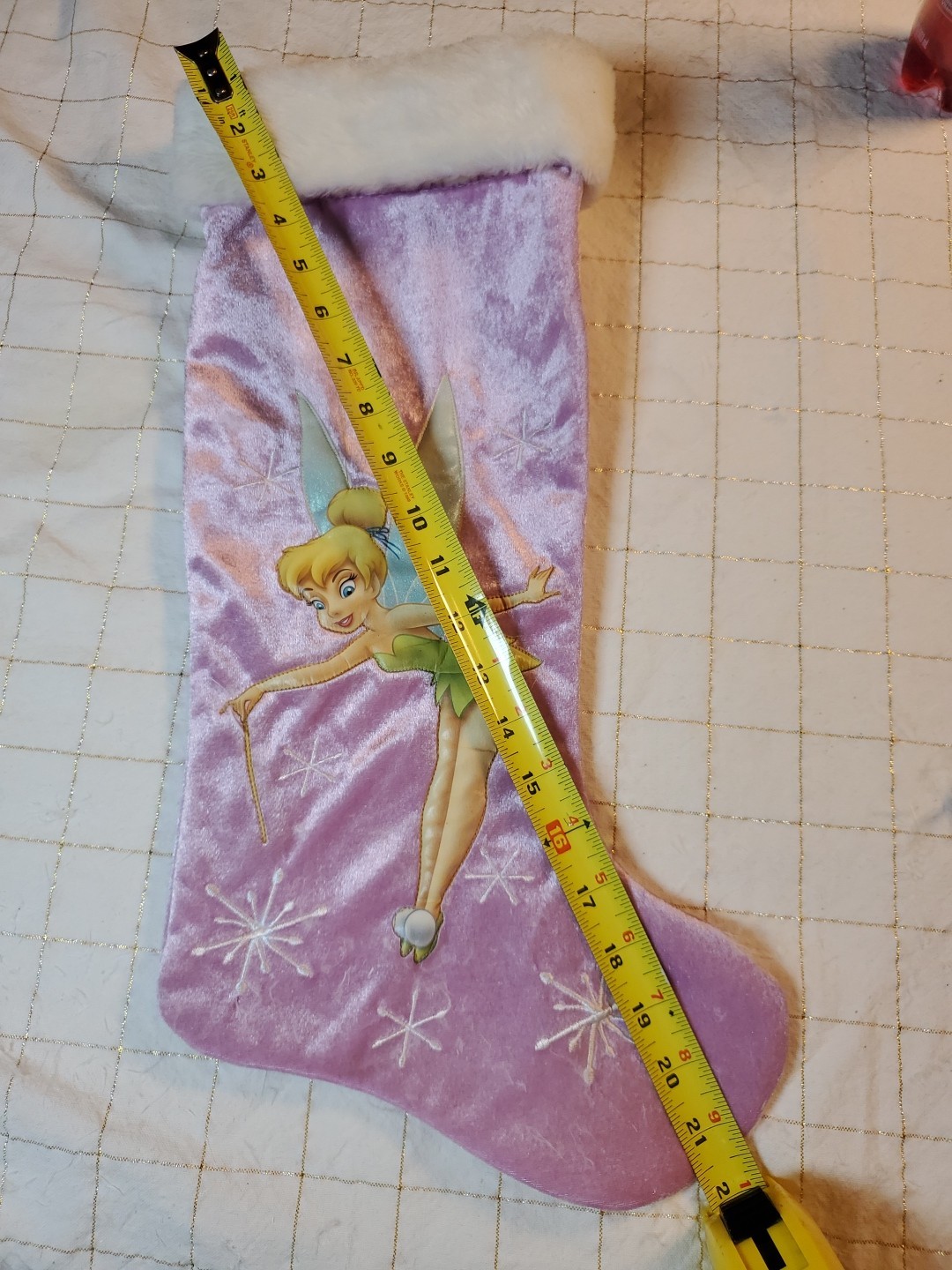 Vintage Disney Tinkerbell Christmas Stocking 2009 Lilac Pink Plush 21\
