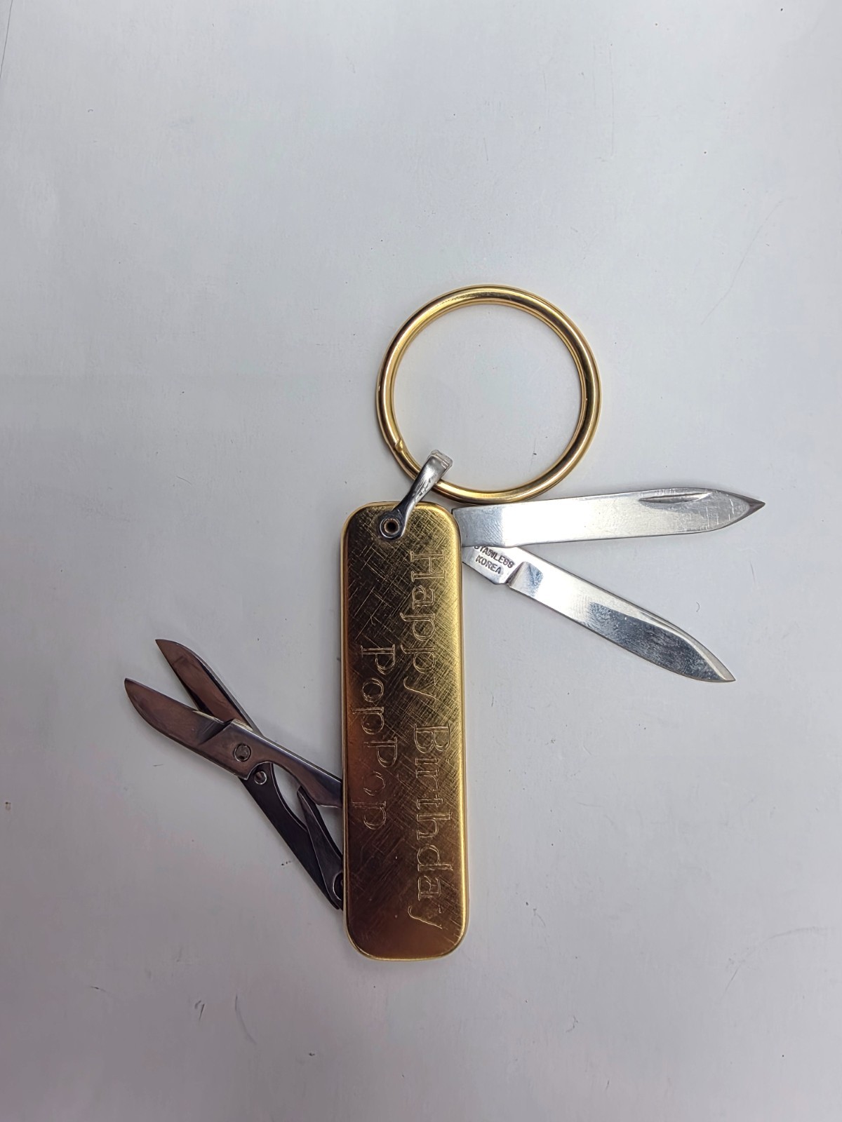 Colibri Happy Birthday Poppy Etched Double Knife Scissors Key Chain Vintage Colibri Happy Birthday Poppy Etched Double Knife Scissors Key Chain Vintage