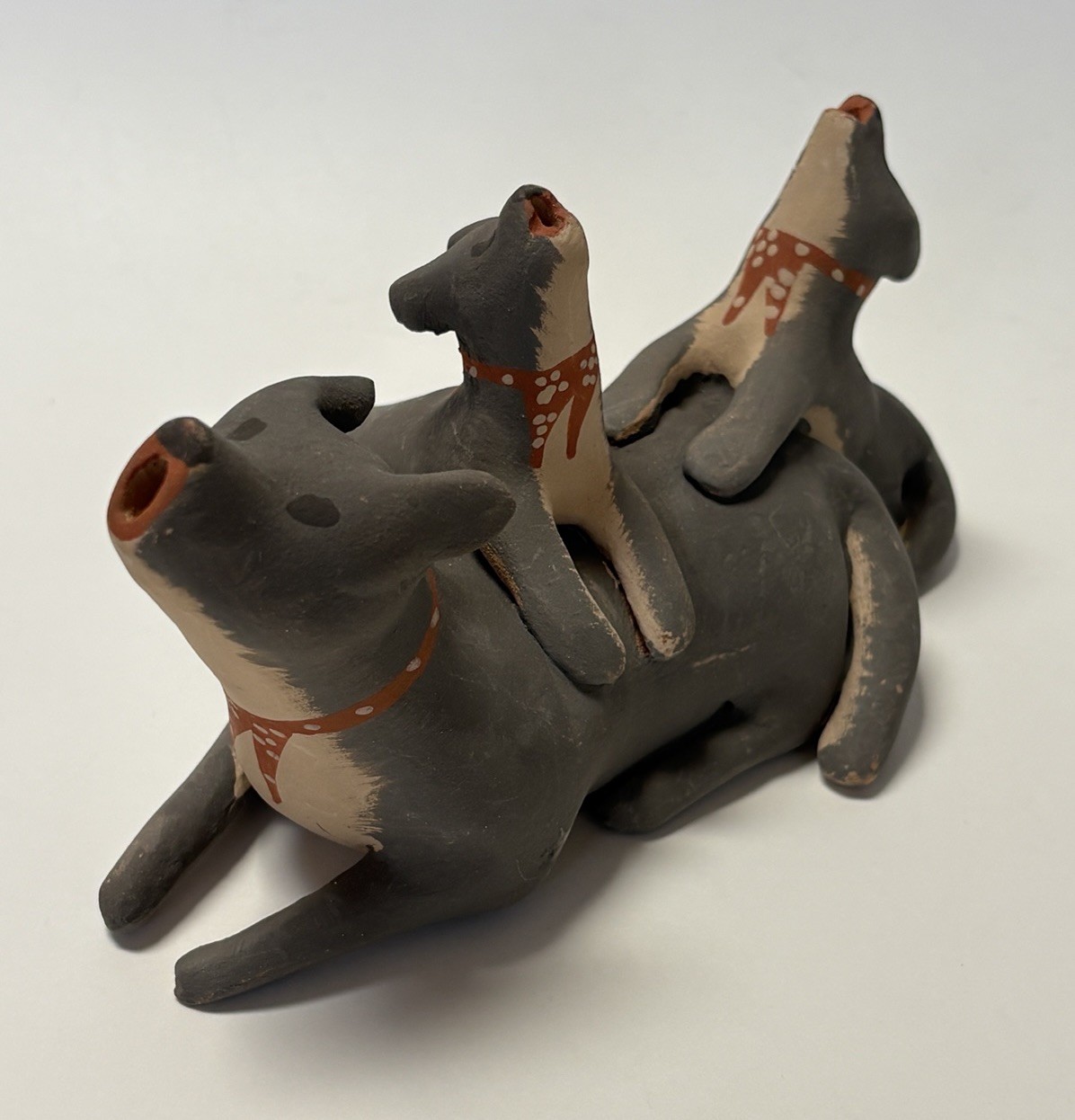 Phillip M. Fragua Jemez Pueblo Storyteller Coyote Dog Native American Pottery