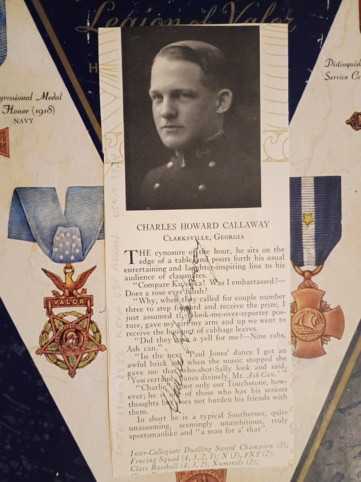 Lt. CHARLES HOWARD CALLAWAY Killed in Crash of USS Akron (ZRS-4) Signed USNA Pic