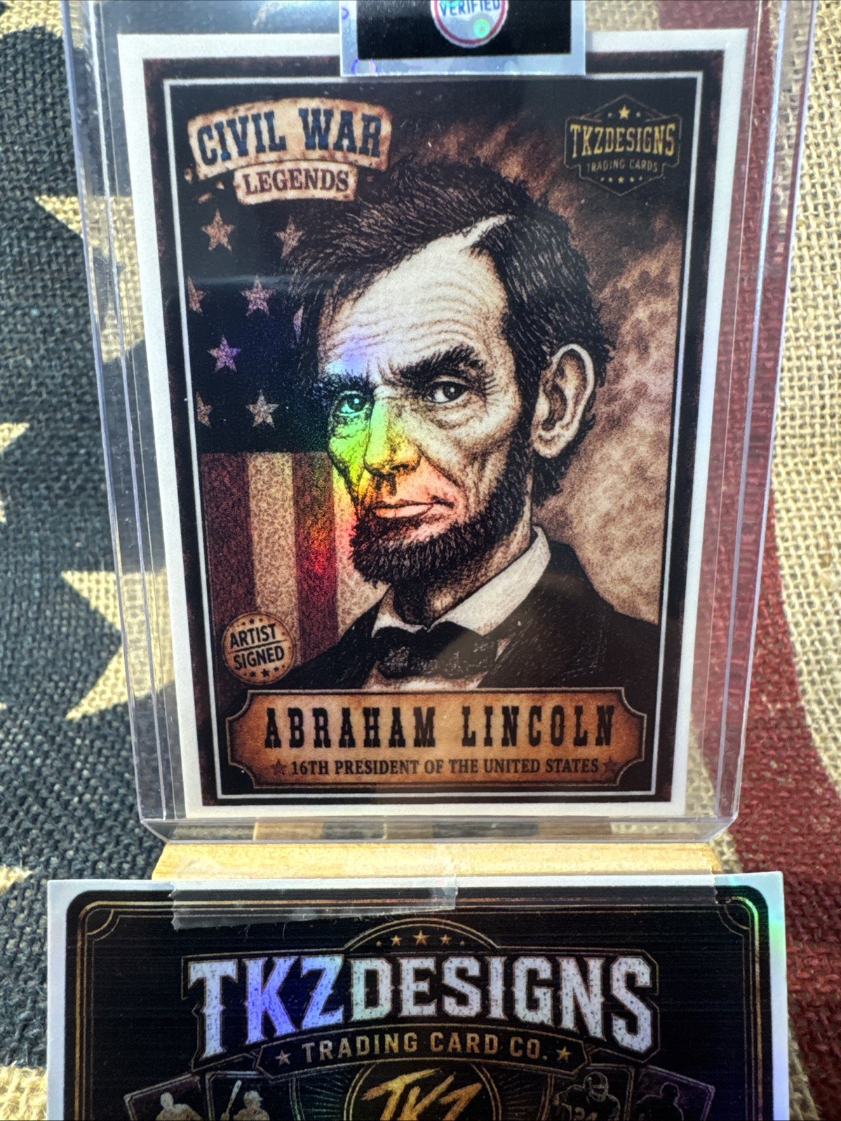 2026Tkzdesigns CivilWarLegendsPresident Abraham Lincoln ArtistSigned TradingCard