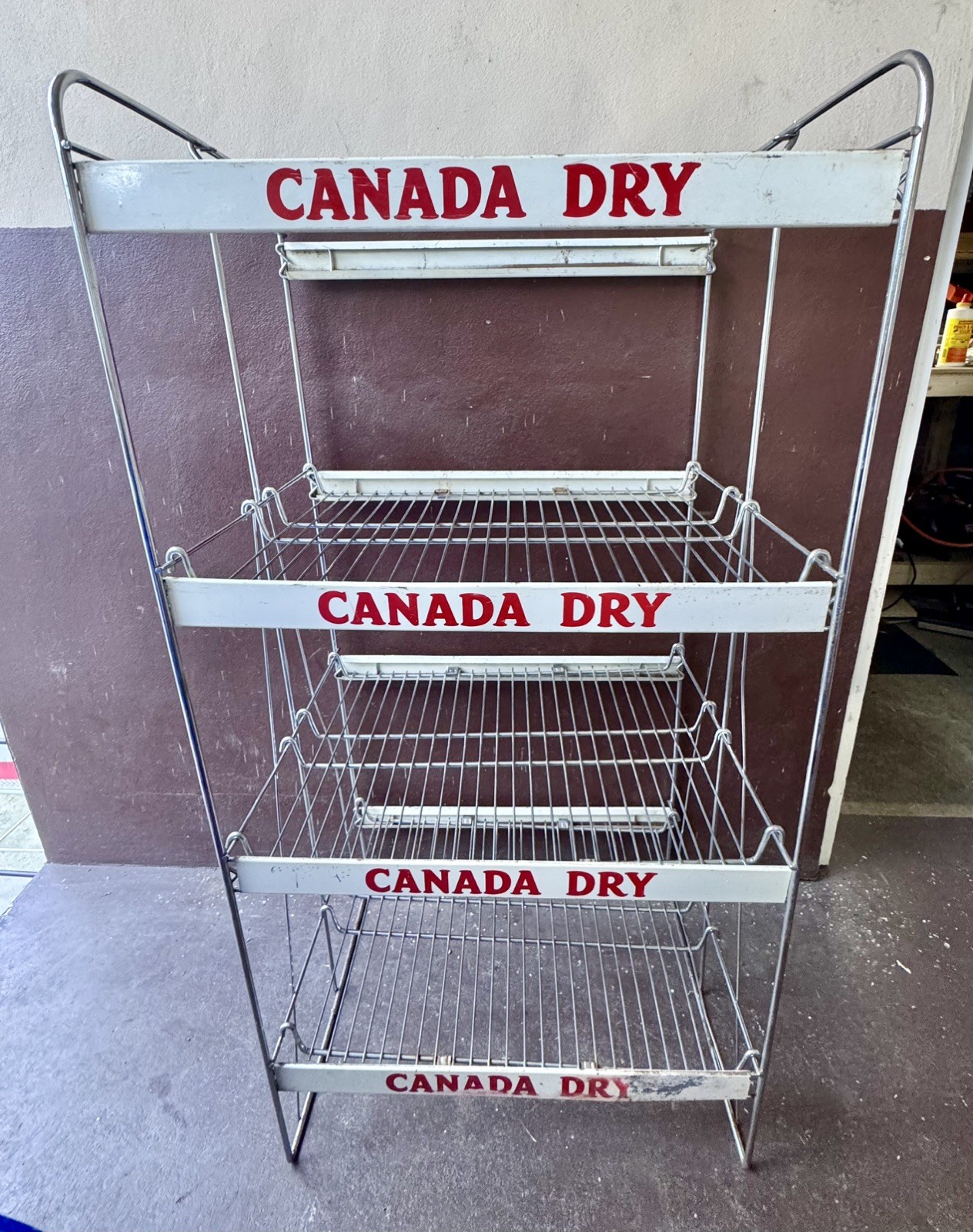 Vintage Canada Dry Soda Metal Wire Store Display Rack 4-Tier 1960s Advertising