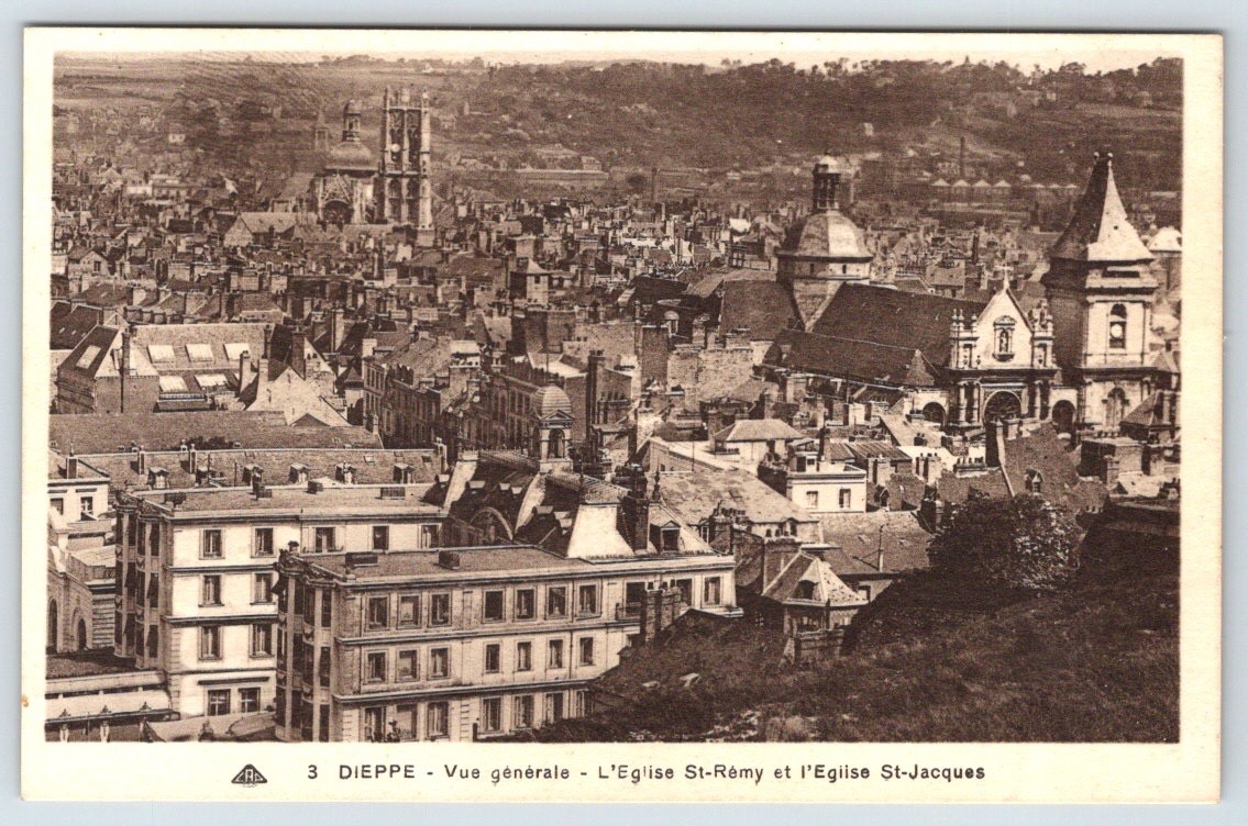 Postcard Dieppe France General View of St. Remy  and St. Jacques Churches
