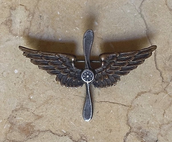 WW1 US Army Air Service Officer Prop Wings Collar Insignia - SHREVE & CO - XF
