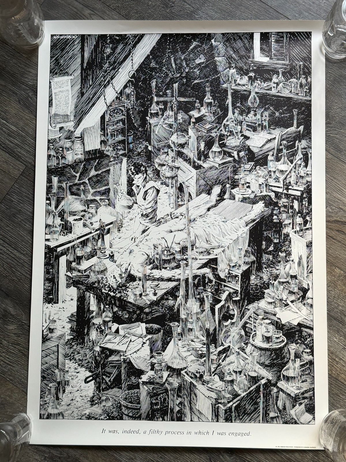 BERNIE WRIGHTSON Poster Vintage 1992 Frankenstein Laboratory Glimmer Graphics BERNIE WRIGHTSON Poster Vintage 1992 Frankenstein Laboratory Glimmer Graphics