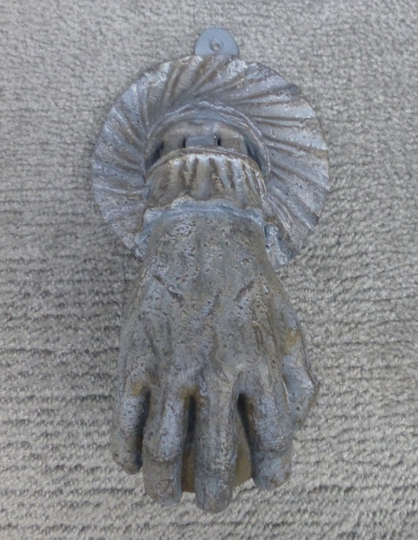 Grandin Road Halloween Haunted Hand Door Knocker Grey Resin