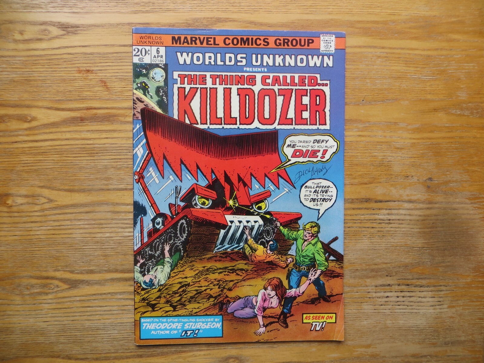 1973 BRONZE AGE WORLDS UNKNOWN # 6, KILLDOZER SIGNED DICK AYERS ART WWII, POA
