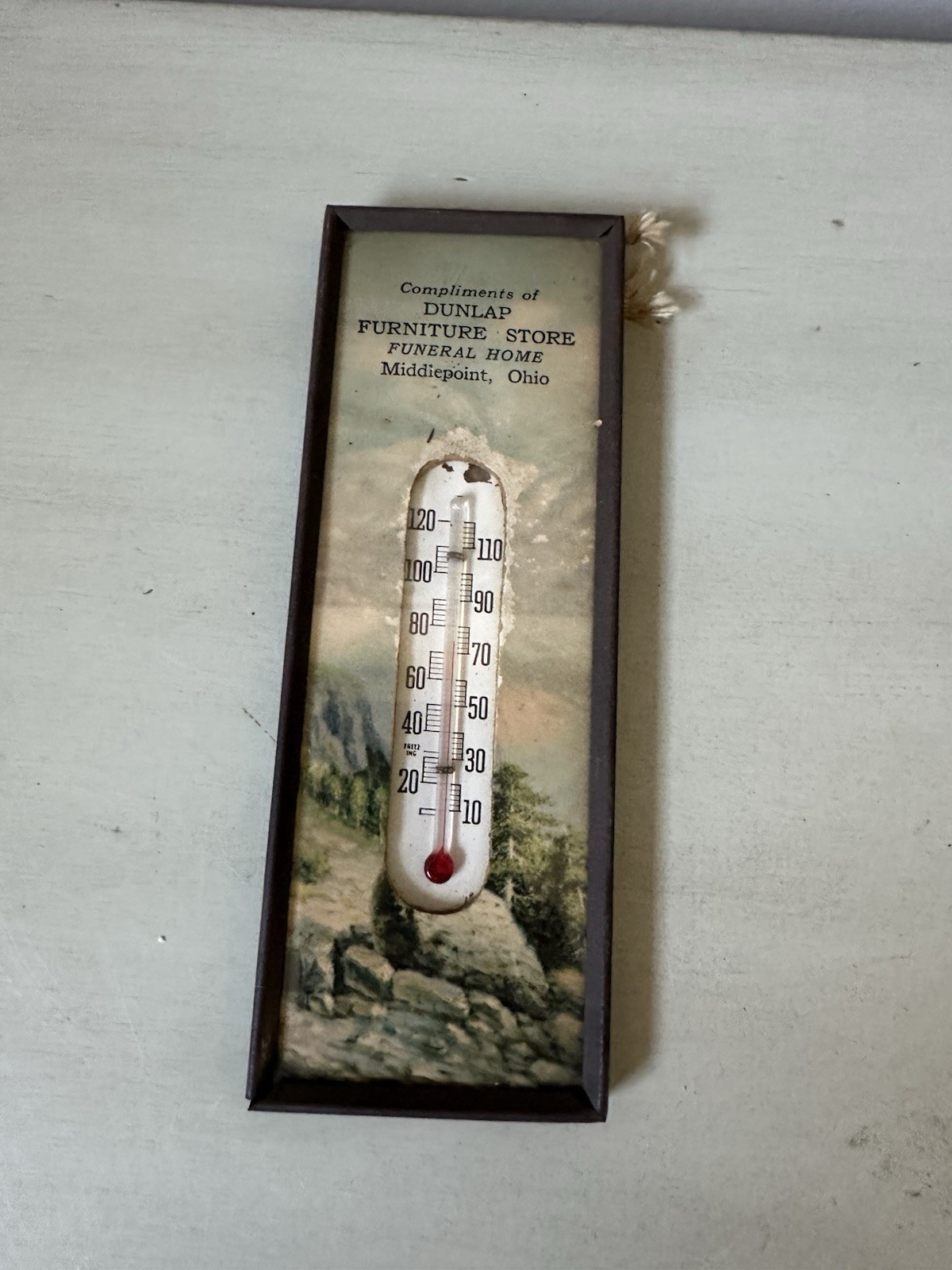 Antique Dunlap Furniture Funeral Home Middlepoint Ohio Thermometer 