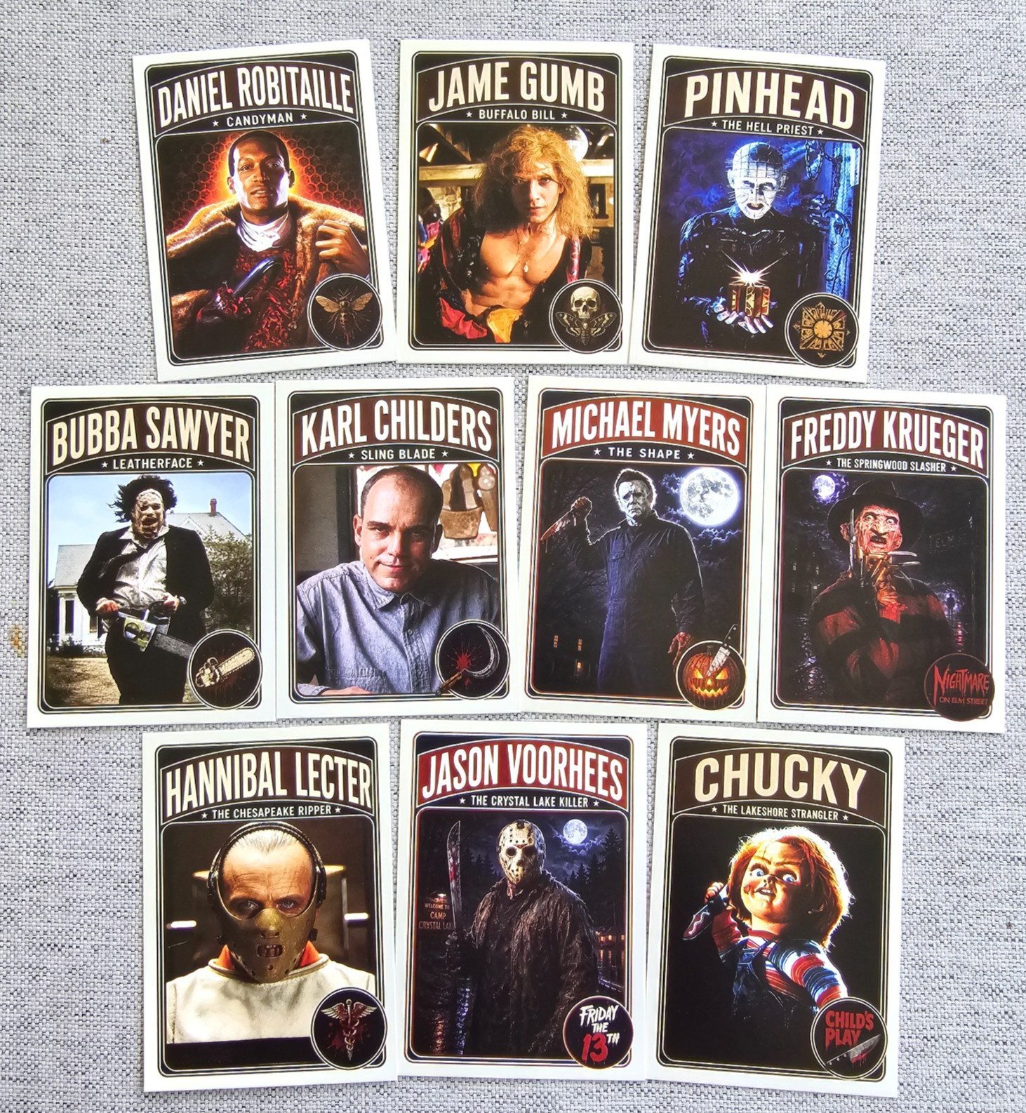 SET OF 10 - CUSTOM ACEO ICONIC CULT CLASSIC HORROR MOVIE CHARACTER TRADING CARDS SET OF 10 - CUSTOM ACEO ICONIC CULT CLASSIC HORROR MOVIE CHARACTER TRADING CARDS