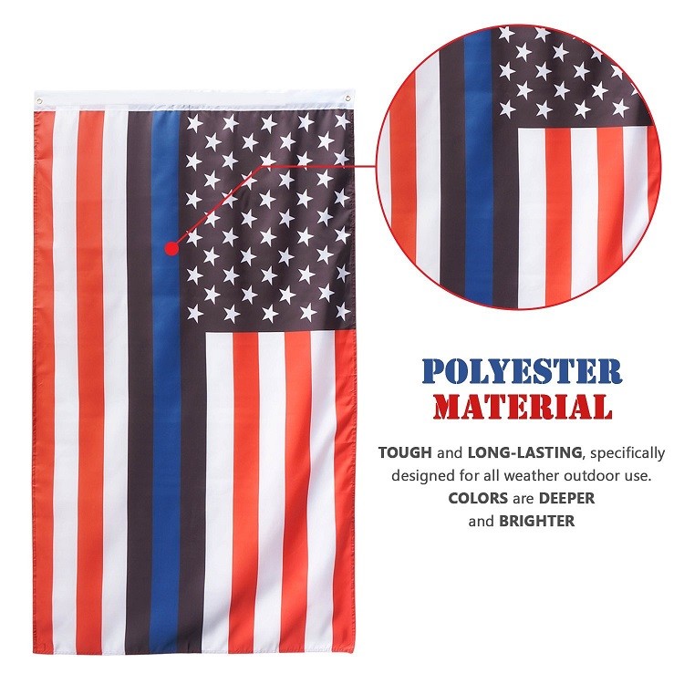 3x5 Blue Lives Matter USA RWB Thin Black Blue Line American Police Flag Grommets 3x5 Blue Lives Matter USA RWB Thin Black Blue Line American Police Flag Grommets