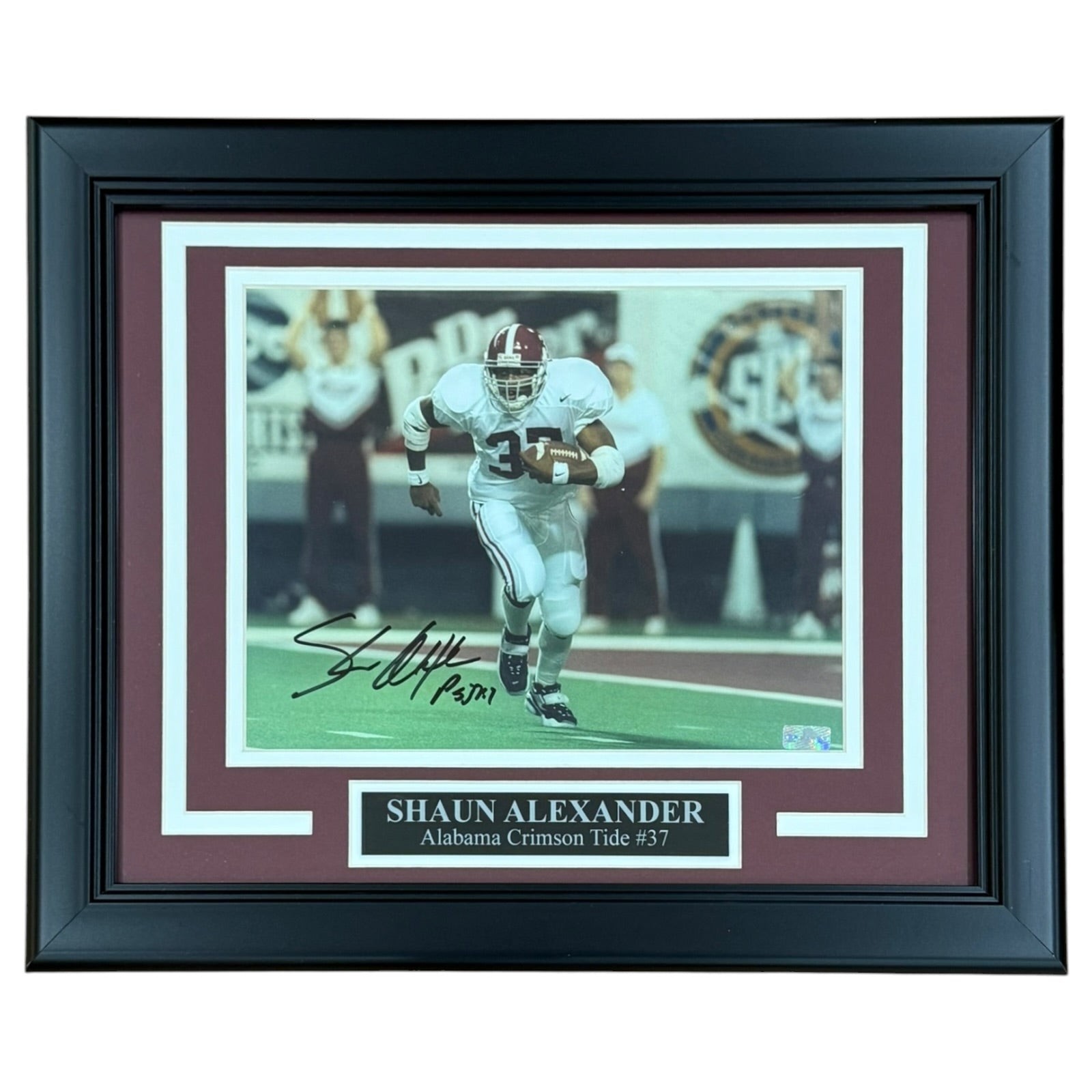 Shaun Alexander Autographed Alabama Crimson Tide Deluxe Framed 8x10 Photo Shaun Alexander Autographed Alabama Crimson Tide Deluxe Framed 8x10 Photo