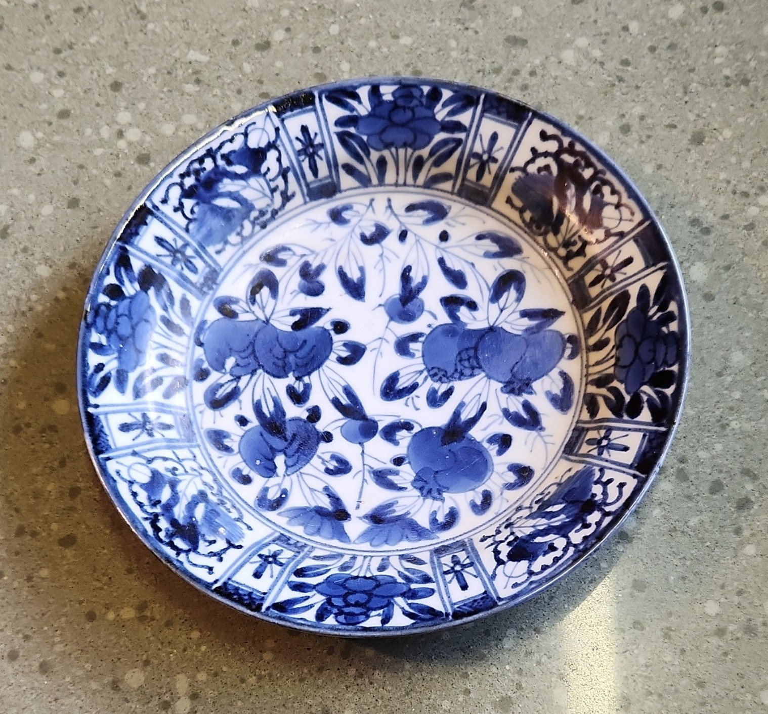 Antique Dutch Delft Kraak Style Charger Plate / Bowl, Pomegranates 1900-1920s