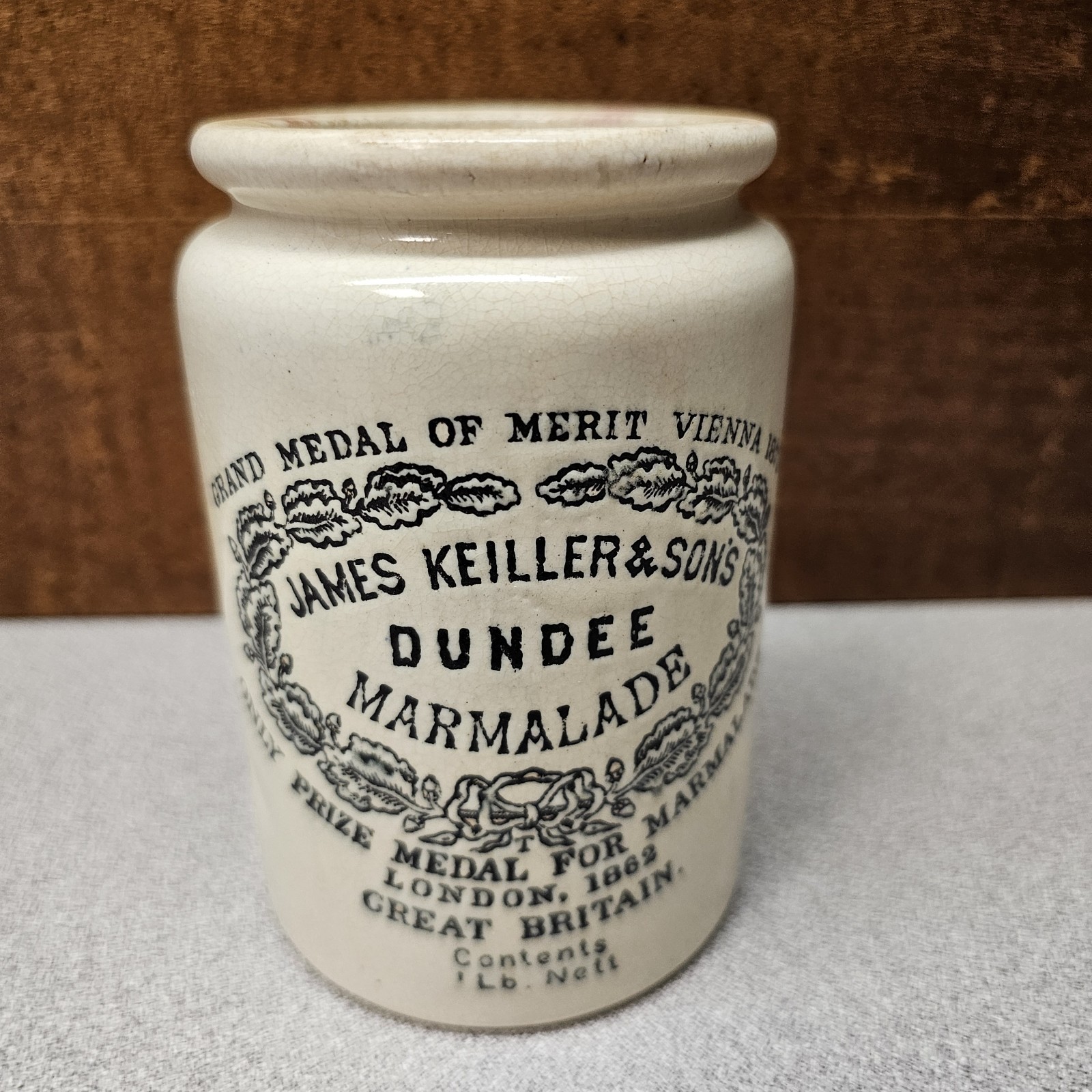 Antique Pre-1928 Keiller Dundee Marmalade Jar 1 Lb Maling Patent Stoneware Crock