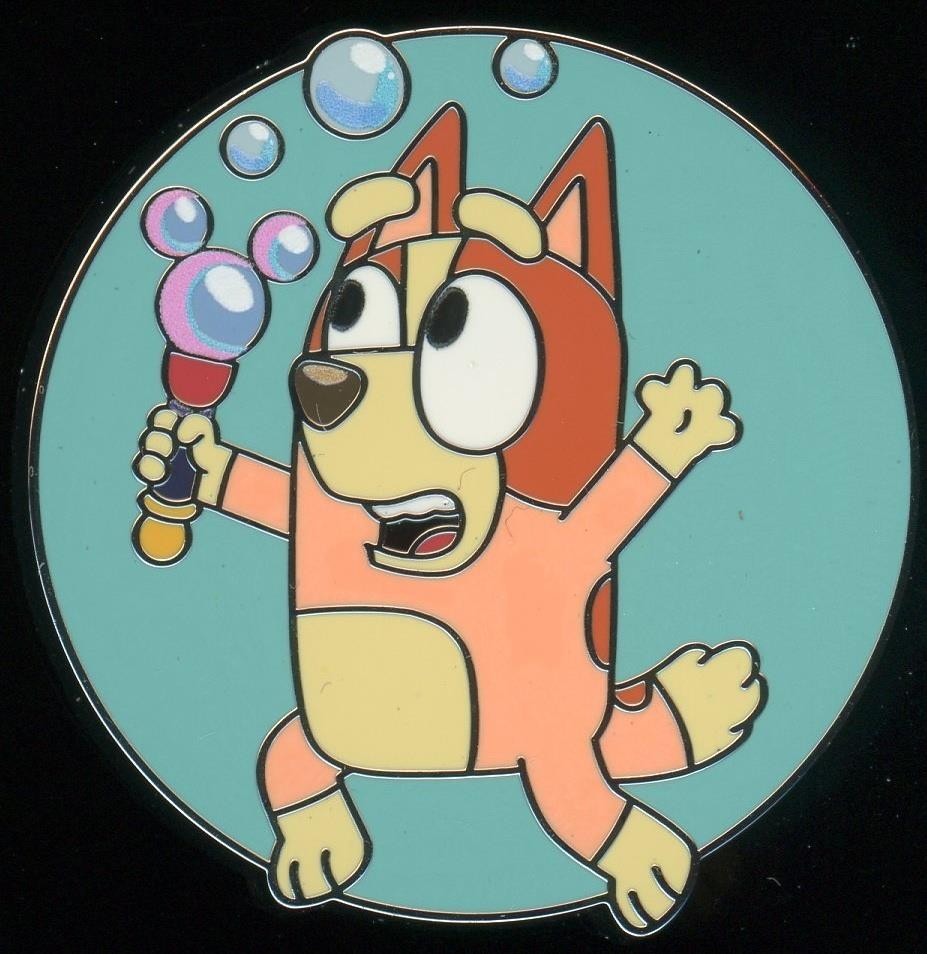 Bluey x Parks Bingo Playing with Bubble Wand Bluey and Bingo Booster Disney Pin