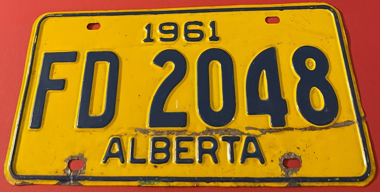 1961 Alberta Canada License Plate FD 2048