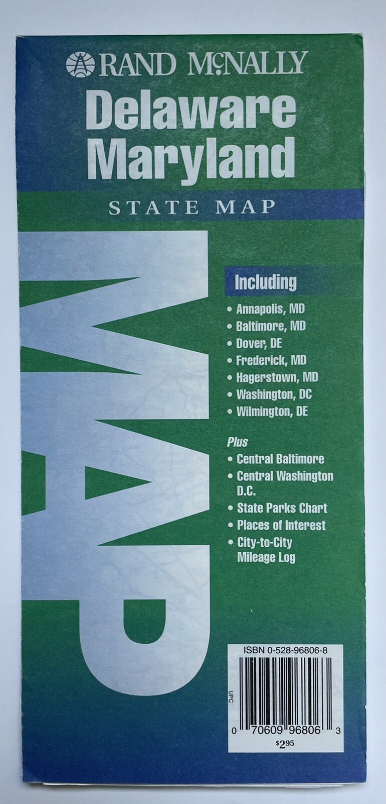 RAND MCNALLY - DELAWARE MARYLAND STATE MAP - 1995 - Clean No Marks - Roads