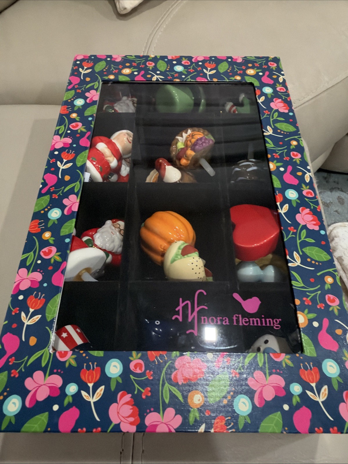 Nora Fleming Keepsake Storage Box Floral 12 Compartment Mini Charm Organizer