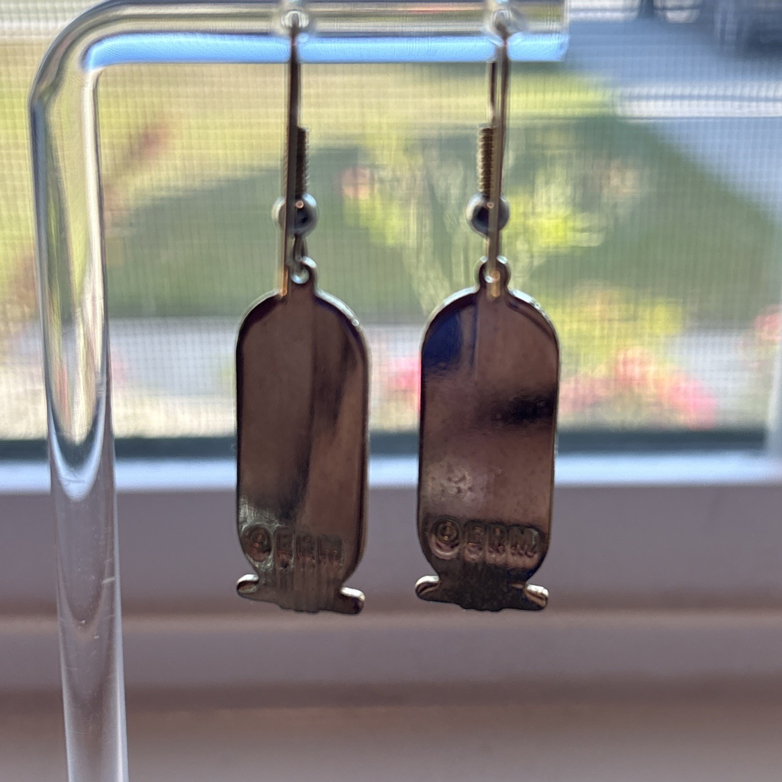 VTG ERM Egyptian Revival Earrings Enamel Goddess of healing VTG ERM Egyptian Revival Earrings Enamel Goddess of healing