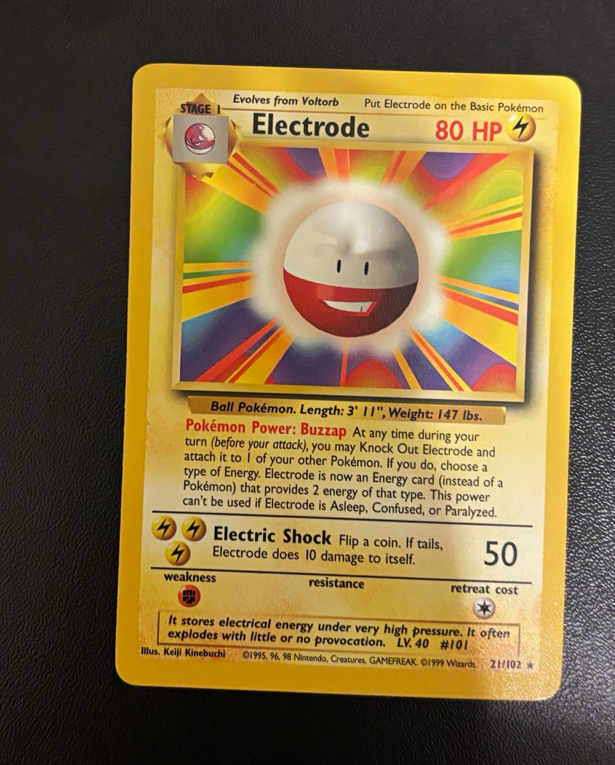 Pokemon 1999 Wizards Base Set Electrode 21/102 English Original Card